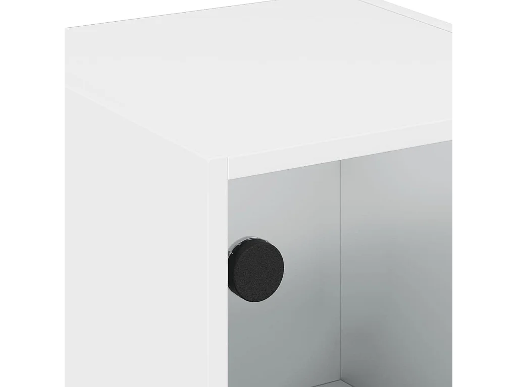 Tables de chevet avec portes en verre 2 pcs blanc 35x37x42 cm