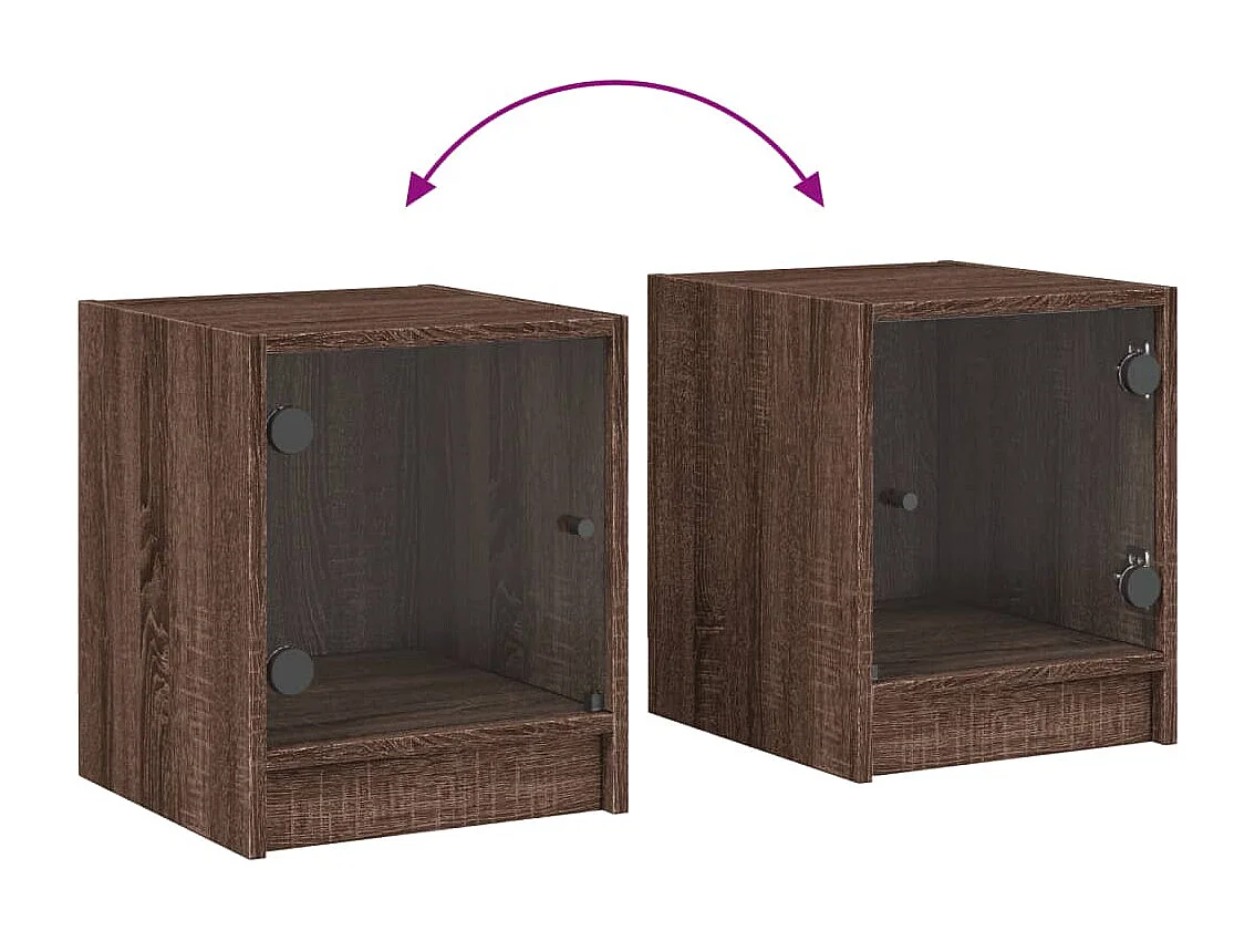 Mesa de cabeceira c/ porta vidro 35x37x42 cm carvalho castanho