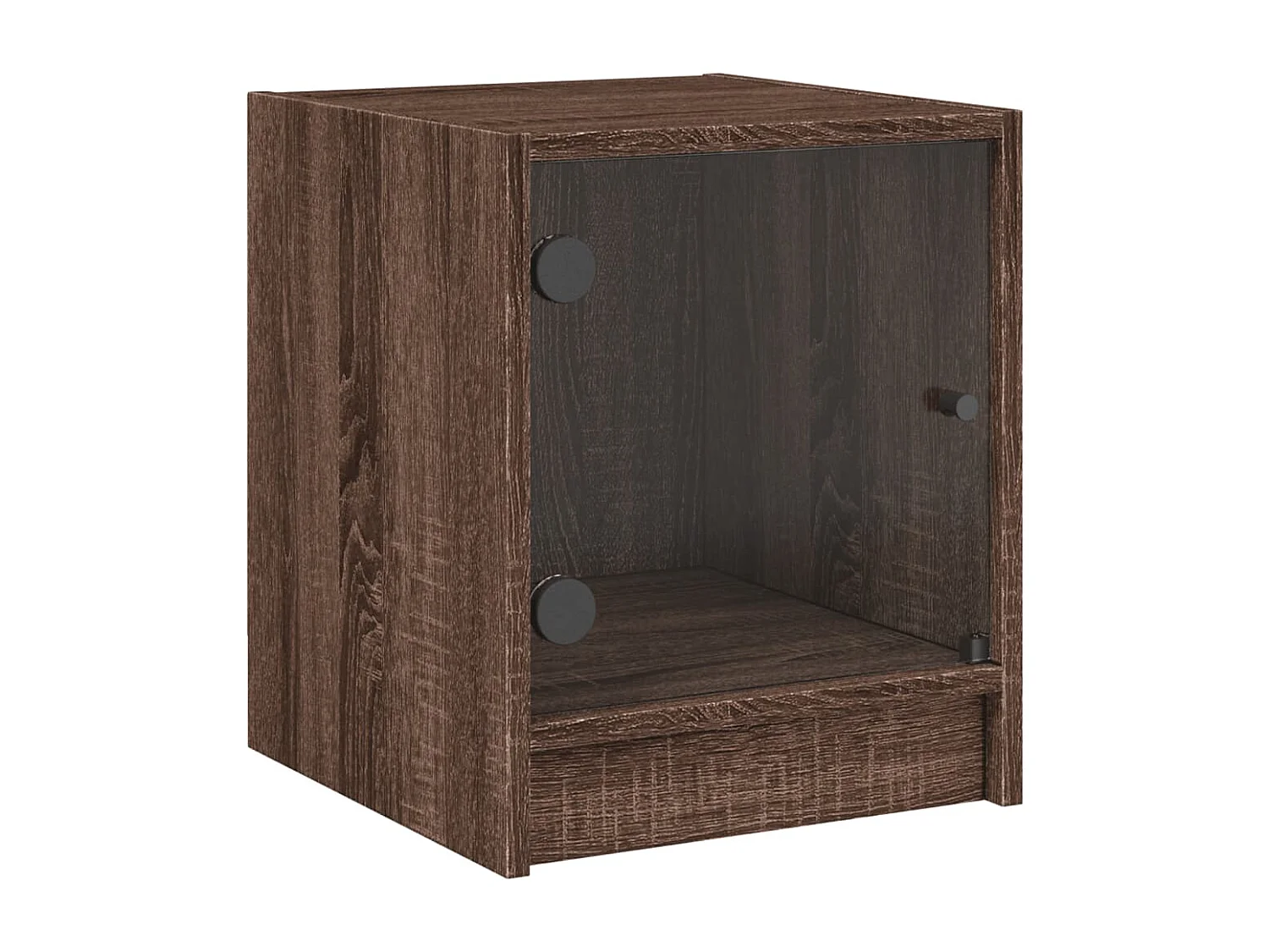 Table de chevet avec porte en verre chêne marron 35x37x42 cm