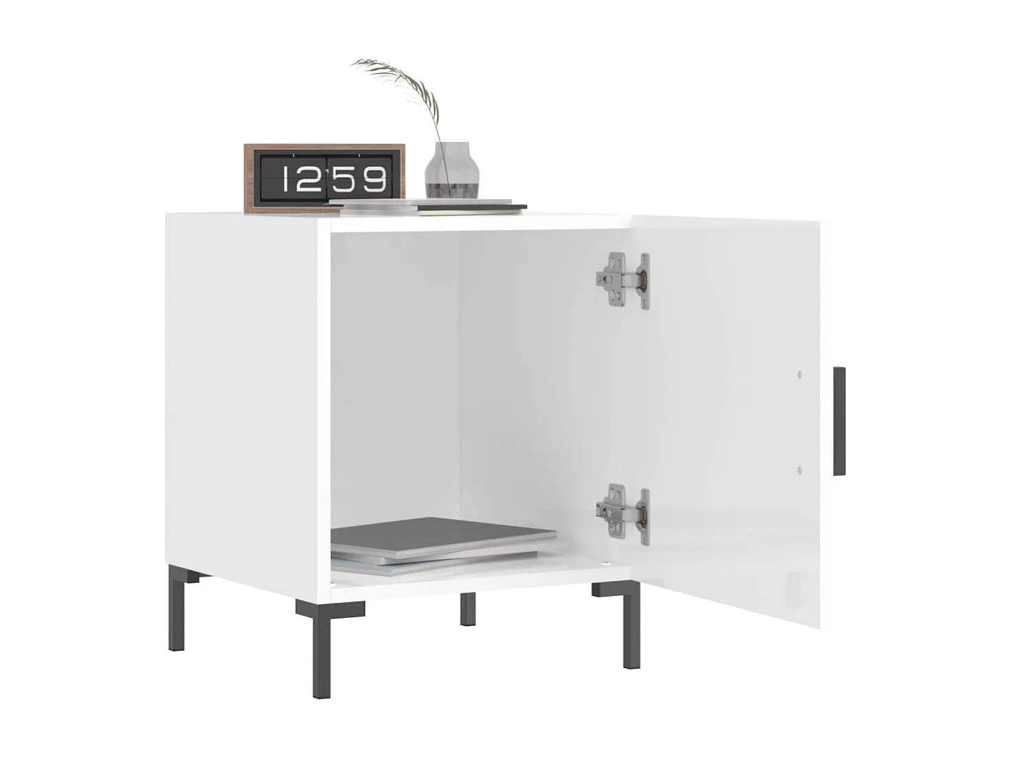 Mesitas noche 2 uds madera ingeniería blanco brillo 40x40x50 cm