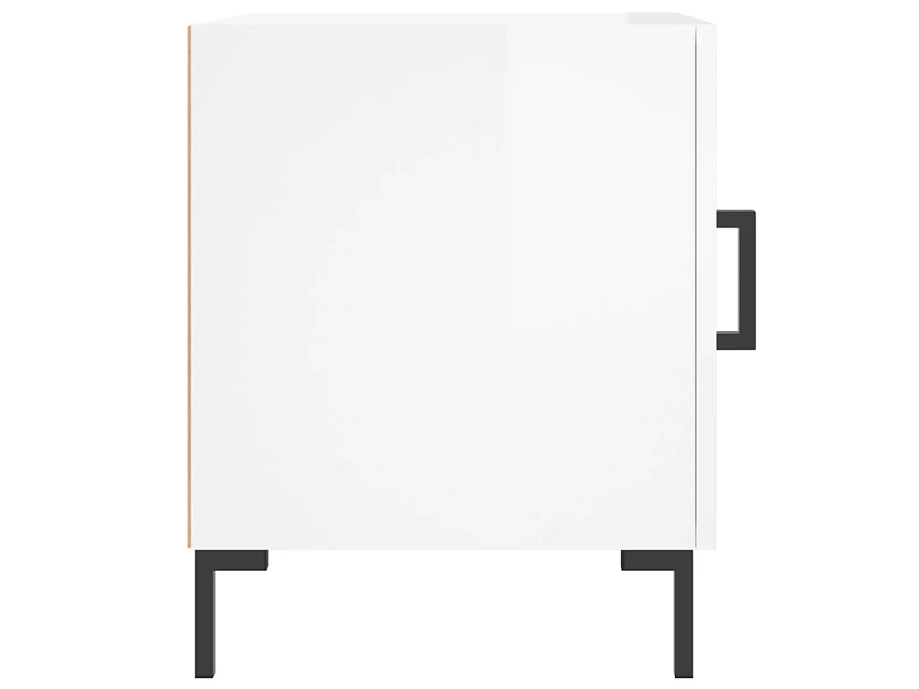 Comodini 2 pz Bianco Lucido 40x40x50 cm in Legno Multistrato