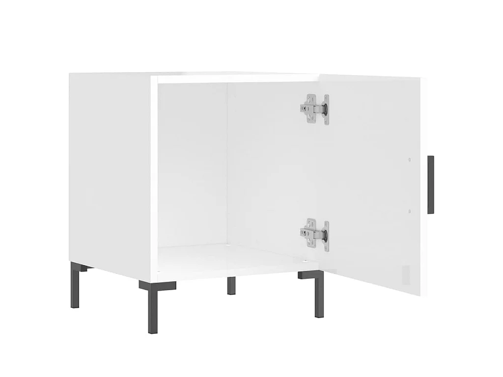 Comodini 2 pz Bianco Lucido 40x40x50 cm in Legno Multistrato