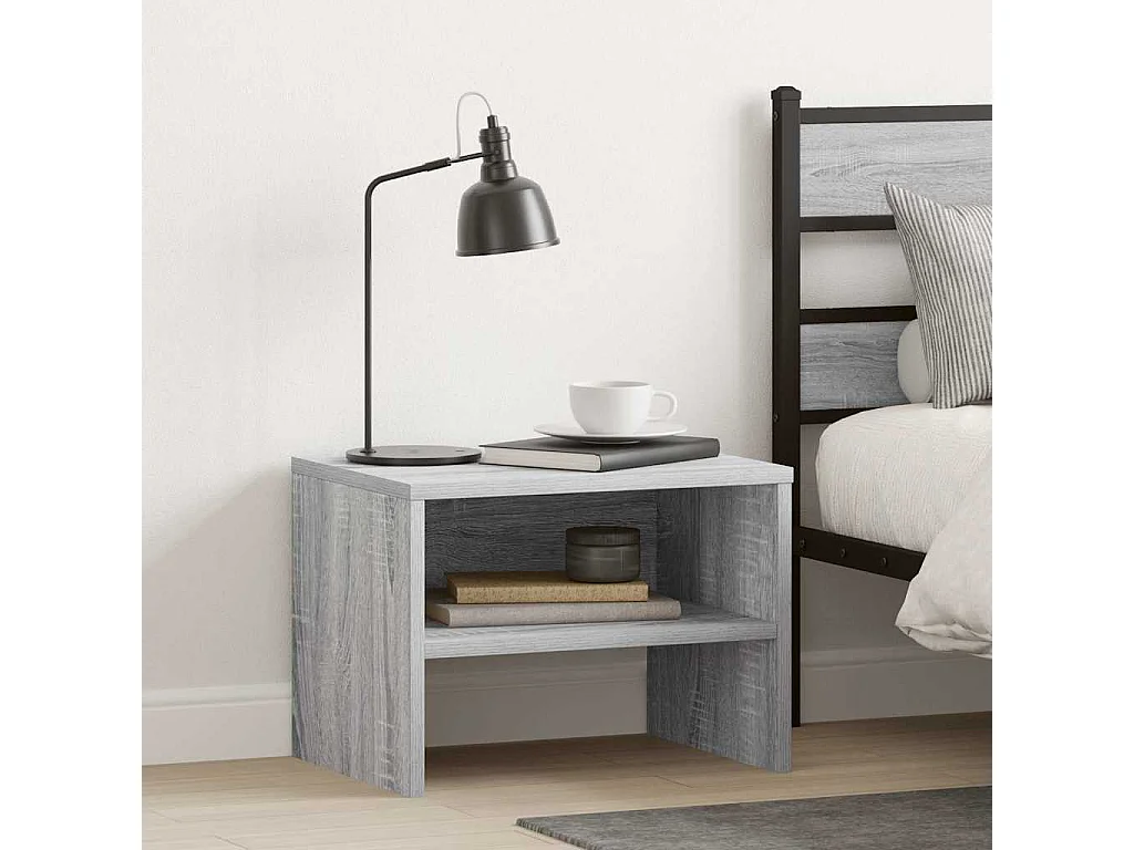 Nachtkastje 40x30x30 cm bewerkt hout grijs sonoma eikenkleurig