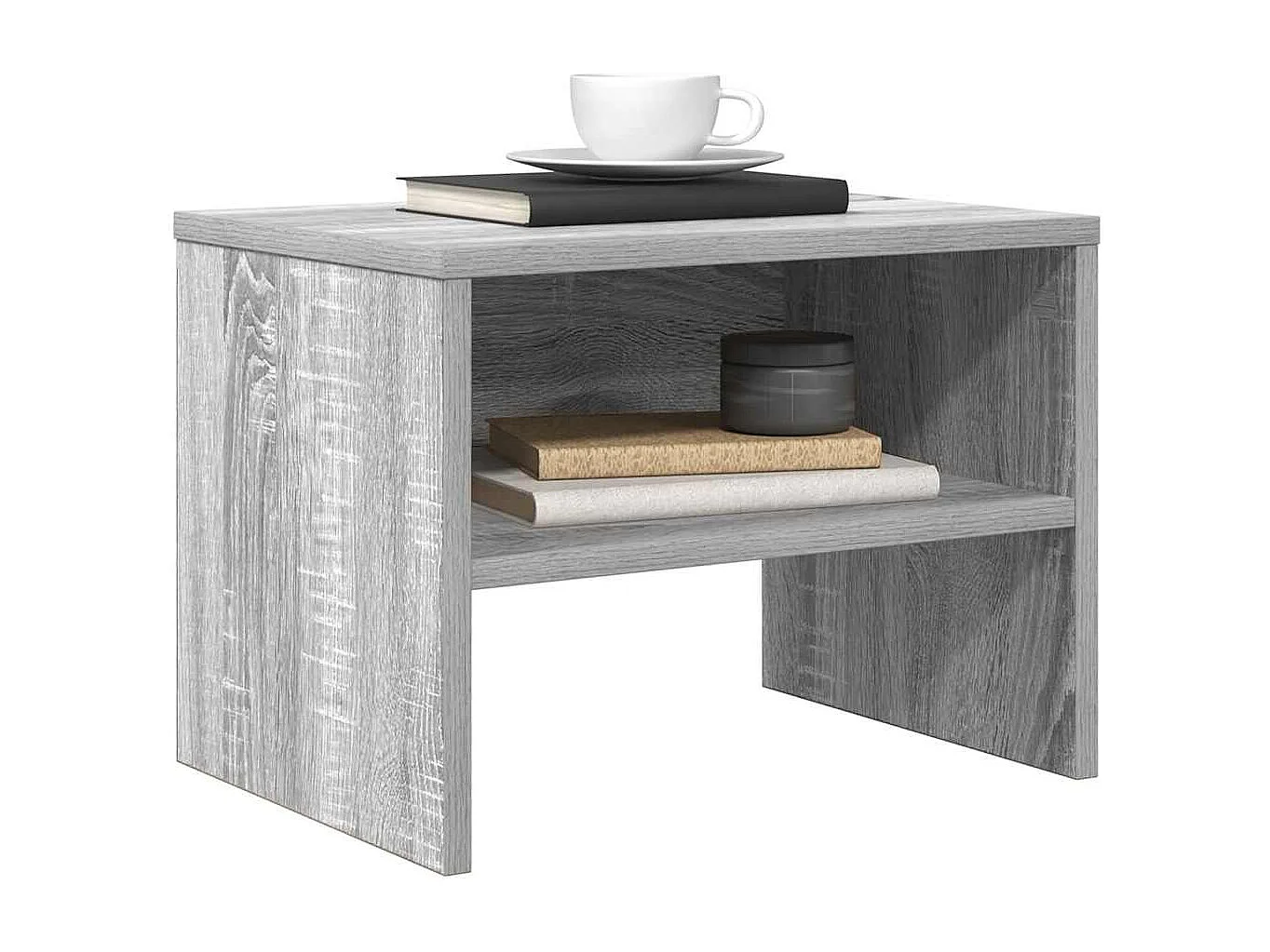 Nachtkastje 40x30x30 cm bewerkt hout grijs sonoma eikenkleurig