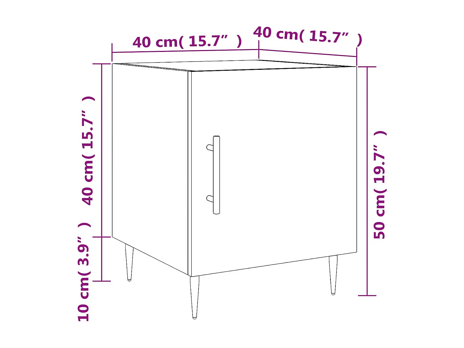Tables de chevet 2 pcs blanc 40x40x50 cm bois d’ingénierie