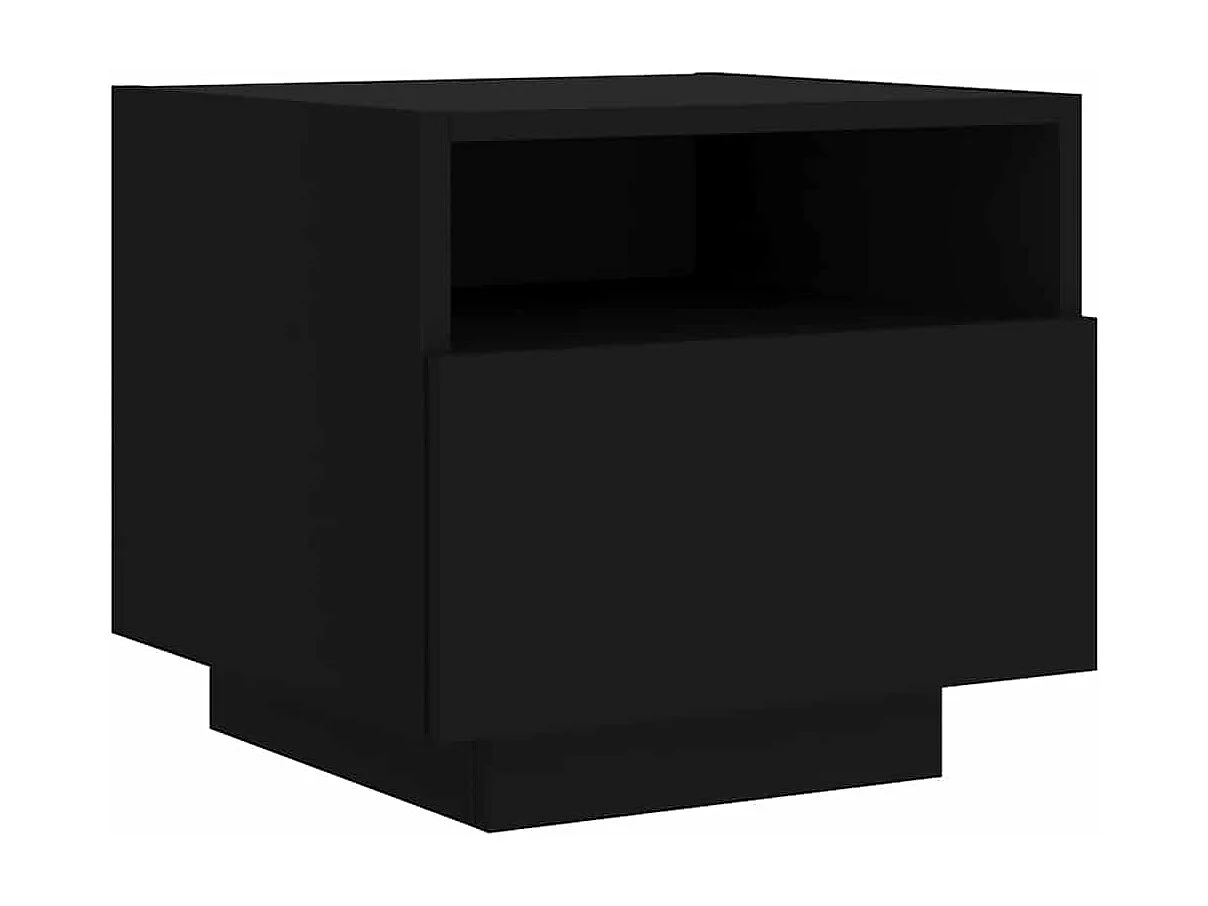 Nachtkastje met LED-verlichting 40x39x37 cm zwart