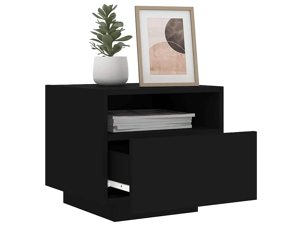 Nachttisch mit LED-Leuchten Schwarz 40x39x37 cm