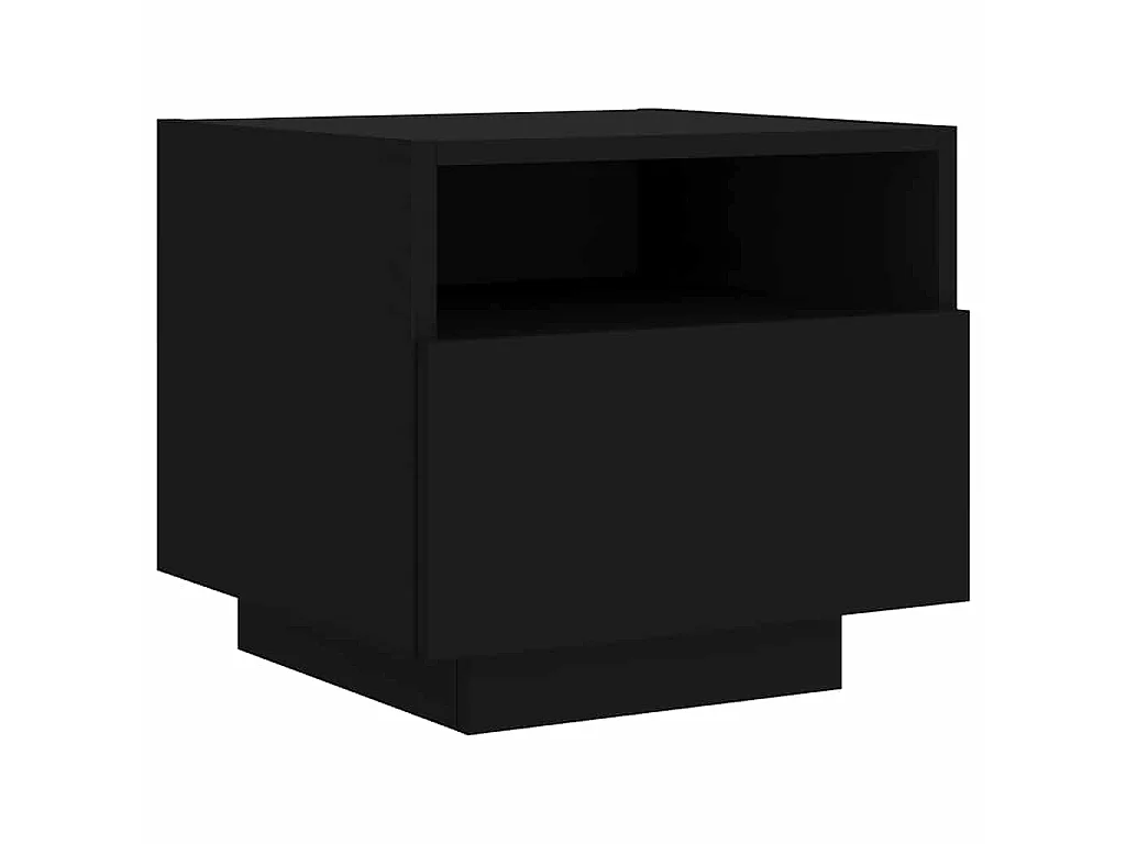 Mesa de cabeceira com luzes LED 40x39x37 cm preto