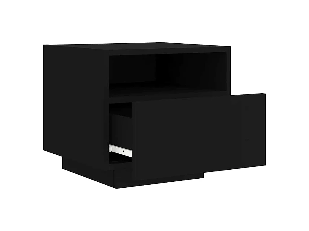Mesa de cabeceira com luzes LED 40x39x37 cm preto