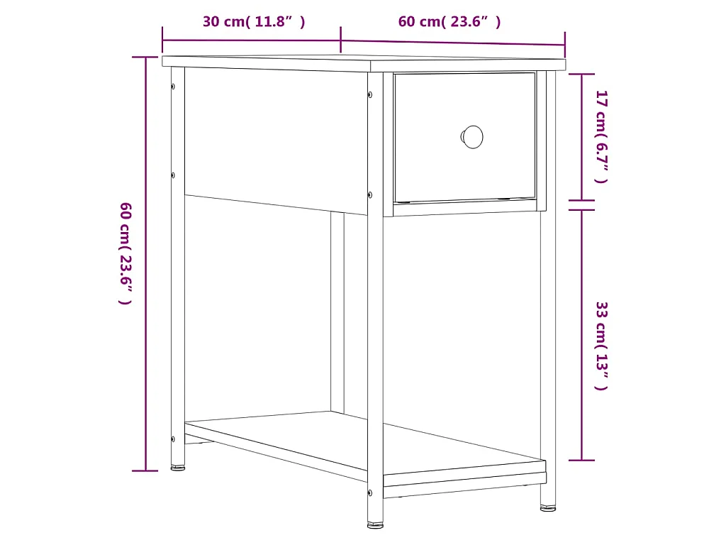 Tables de chevet 2 pcs sonoma gris 30x60x60cm bois d'ingénierie