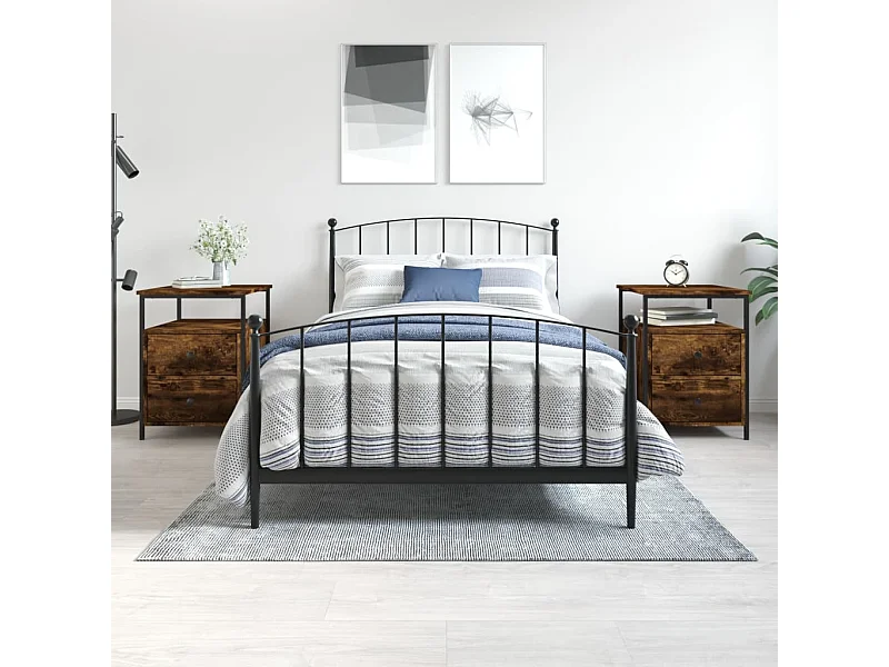 Nachtkastjes 2 st 44x45x60 cm bewerkt hout gerookt eikenkleurig