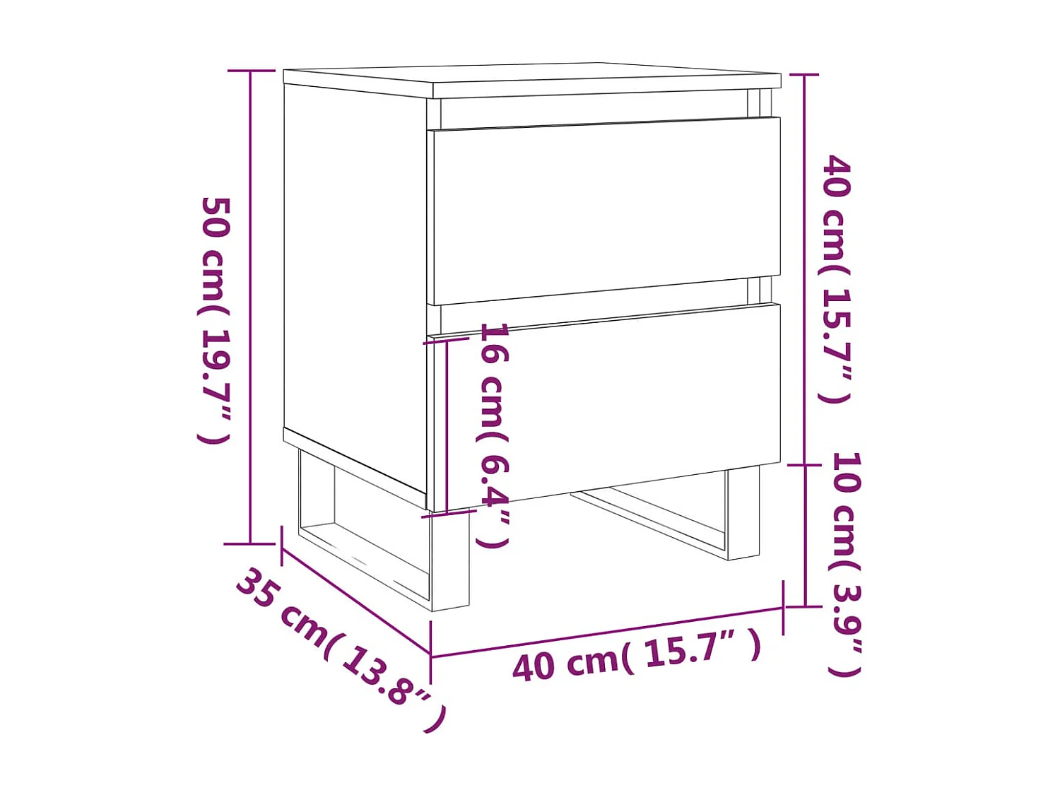 Table de chevet Blanc 40x35x50 cm Bois d’ingénierie
