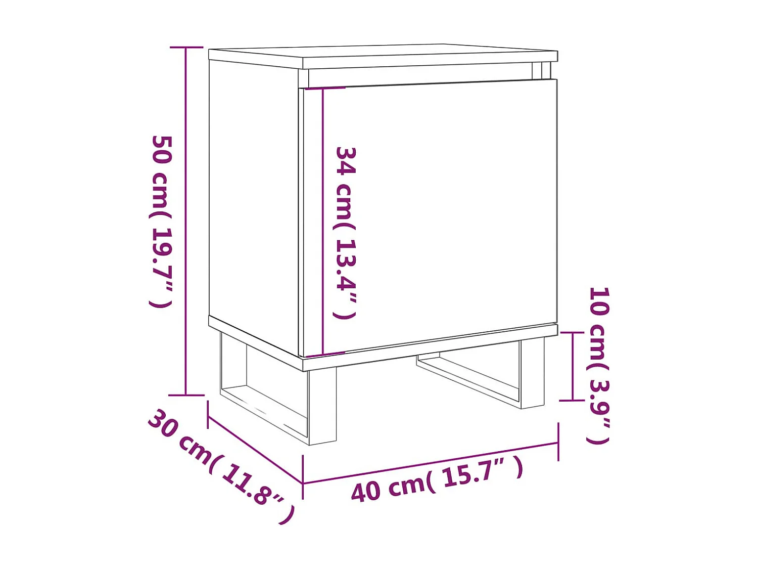 Mesa de cabeceira 40x30x50 cm derivados de madeira cinza sonoma