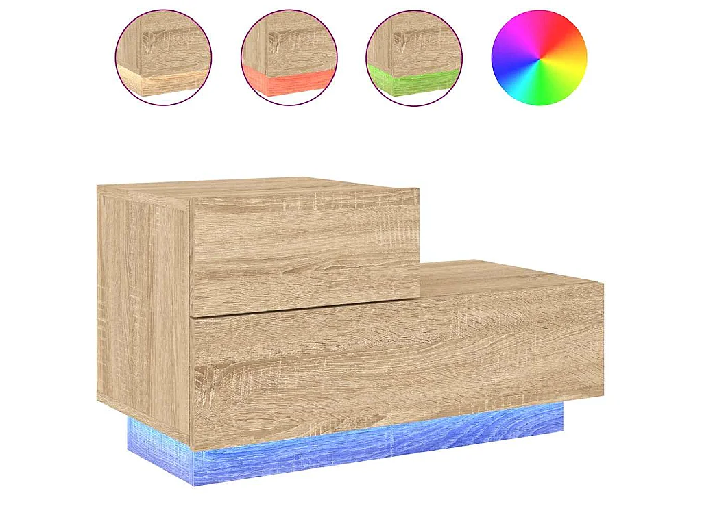 Nachttisch mit LED-Leuchten Sonoma-Eiche 70x36x40,5 cm