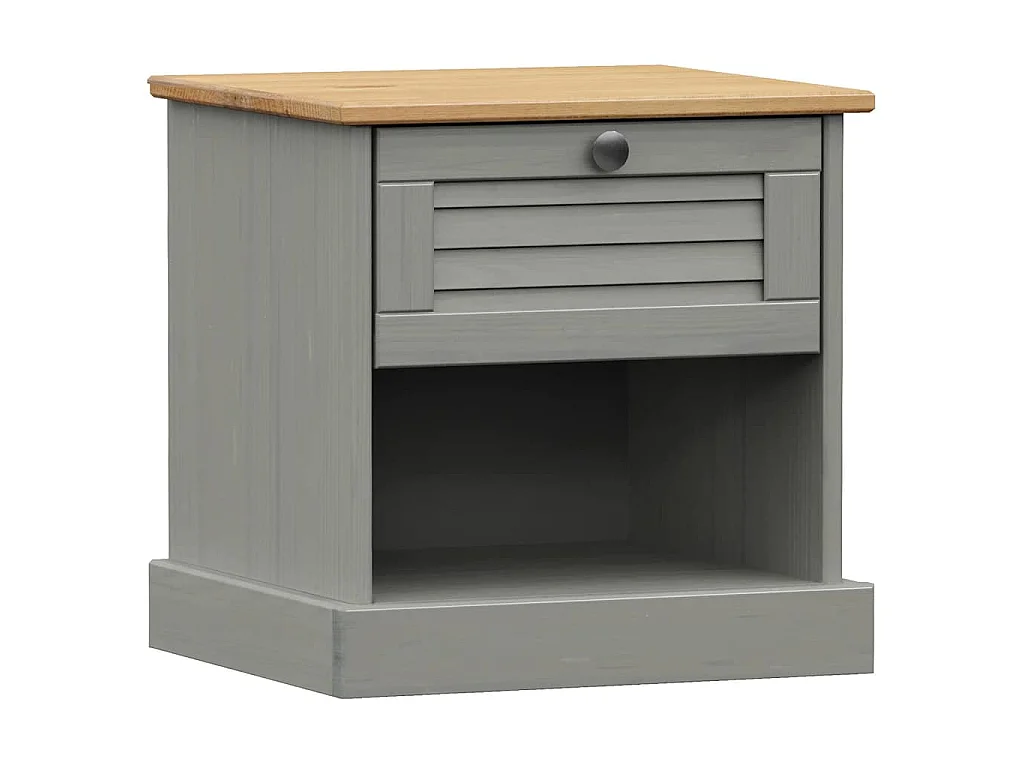 Table de chevet VIGO gris 42x35x40 cm bois de pin massif