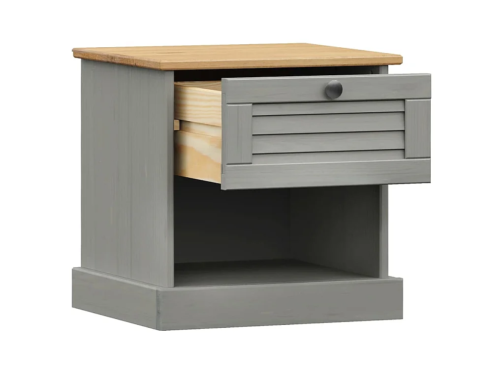 Table de chevet VIGO gris 42x35x40 cm bois de pin massif