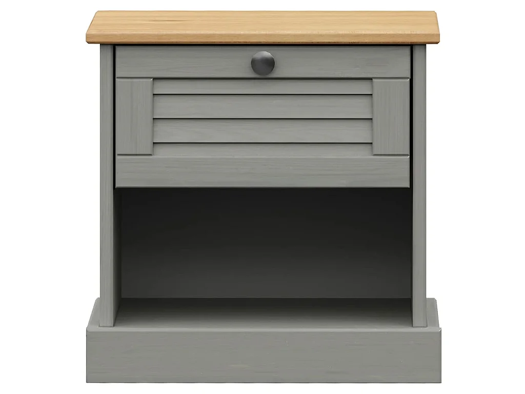 Table de chevet VIGO gris 42x35x40 cm bois de pin massif