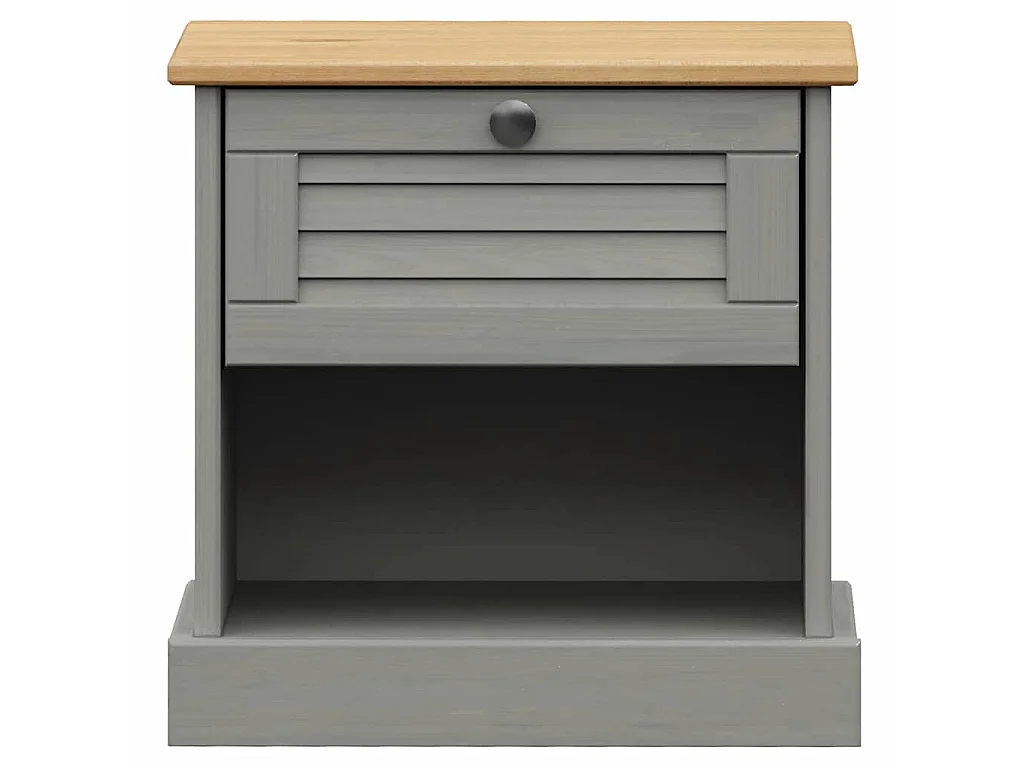 Table de chevet VIGO gris 42x35x42 cm bois de pin massif