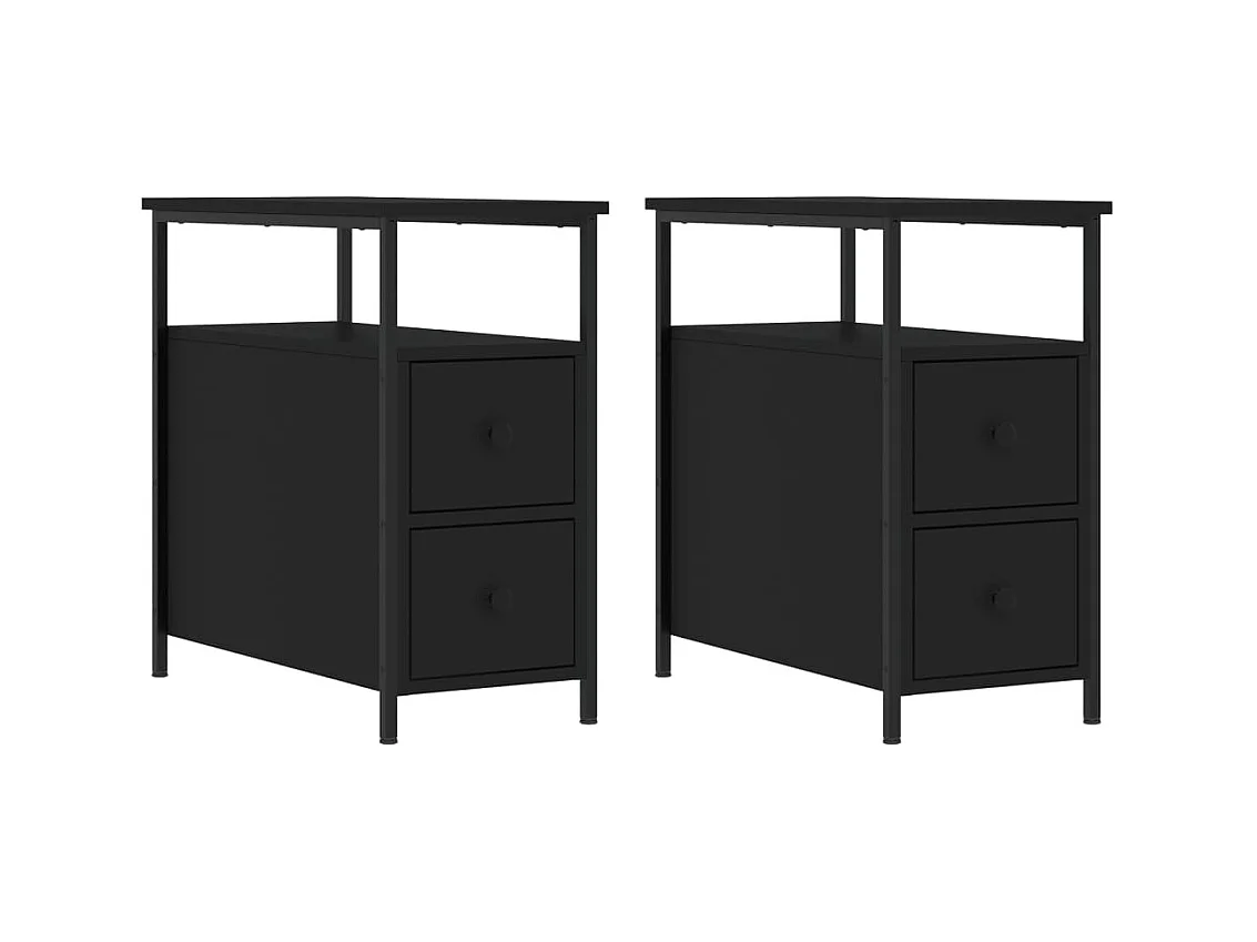Nachtkastjes 2 st 30x60x60 cm bewerkt hout zwart