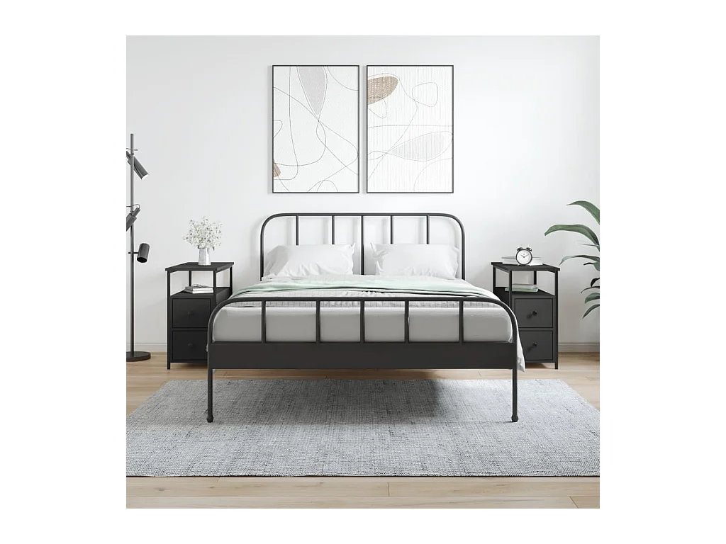Nachtkastjes 2 st 30x60x60 cm bewerkt hout zwart