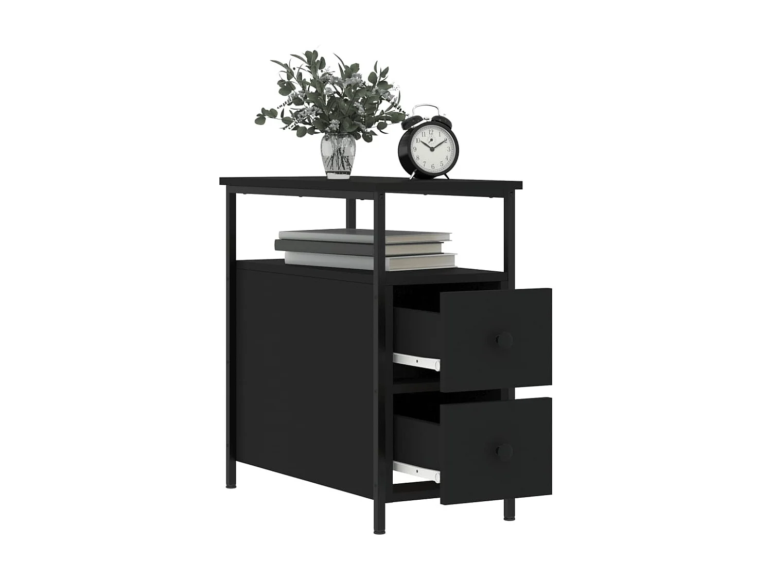 Comodini 2 pz Neri 30x60x60 cm in Legno Multistrato