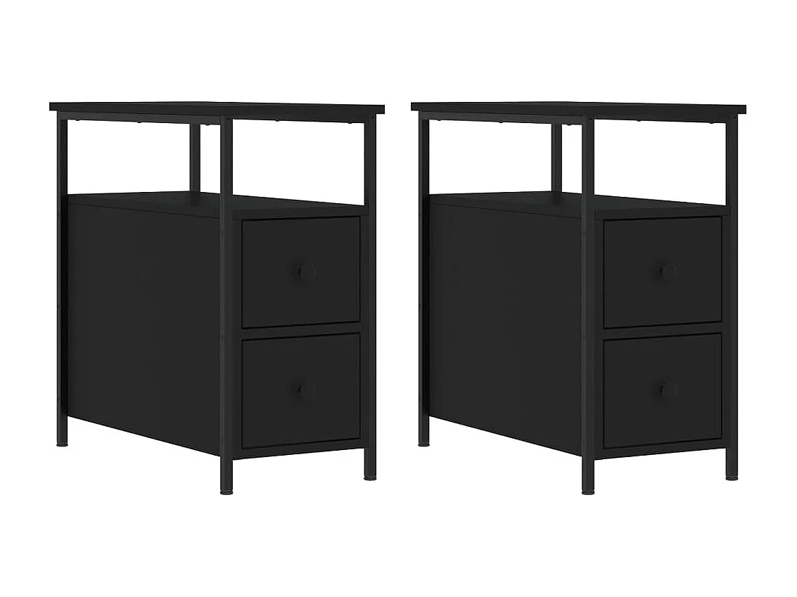 Nachtkastjes 2 st 30x60x60 cm bewerkt hout zwart