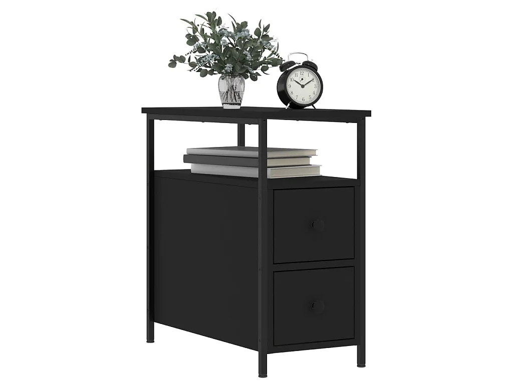 Tables de chevet 2 pcs noir 30x60x60 cm bois d’ingénierie