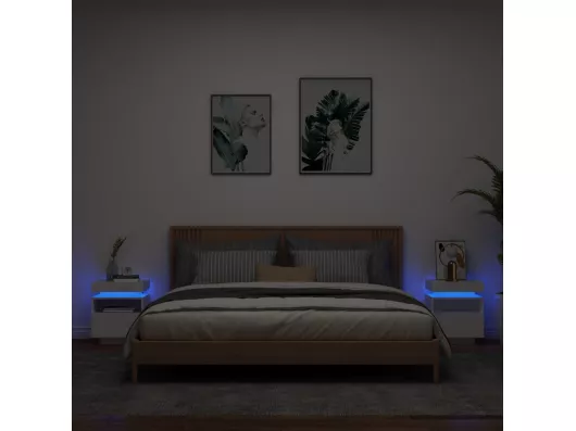 Kauf Unique Nachttische mit LED-Leuchten 2 Stk. Weiß 40x39x48,5 cm