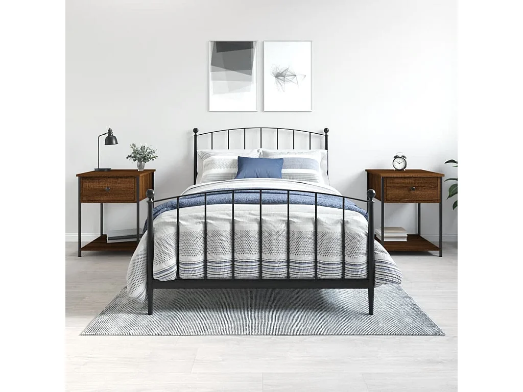 Nachttische 2 Stk. Braun Eichen-Optik 44x45x58 cm Holzwerkstoff