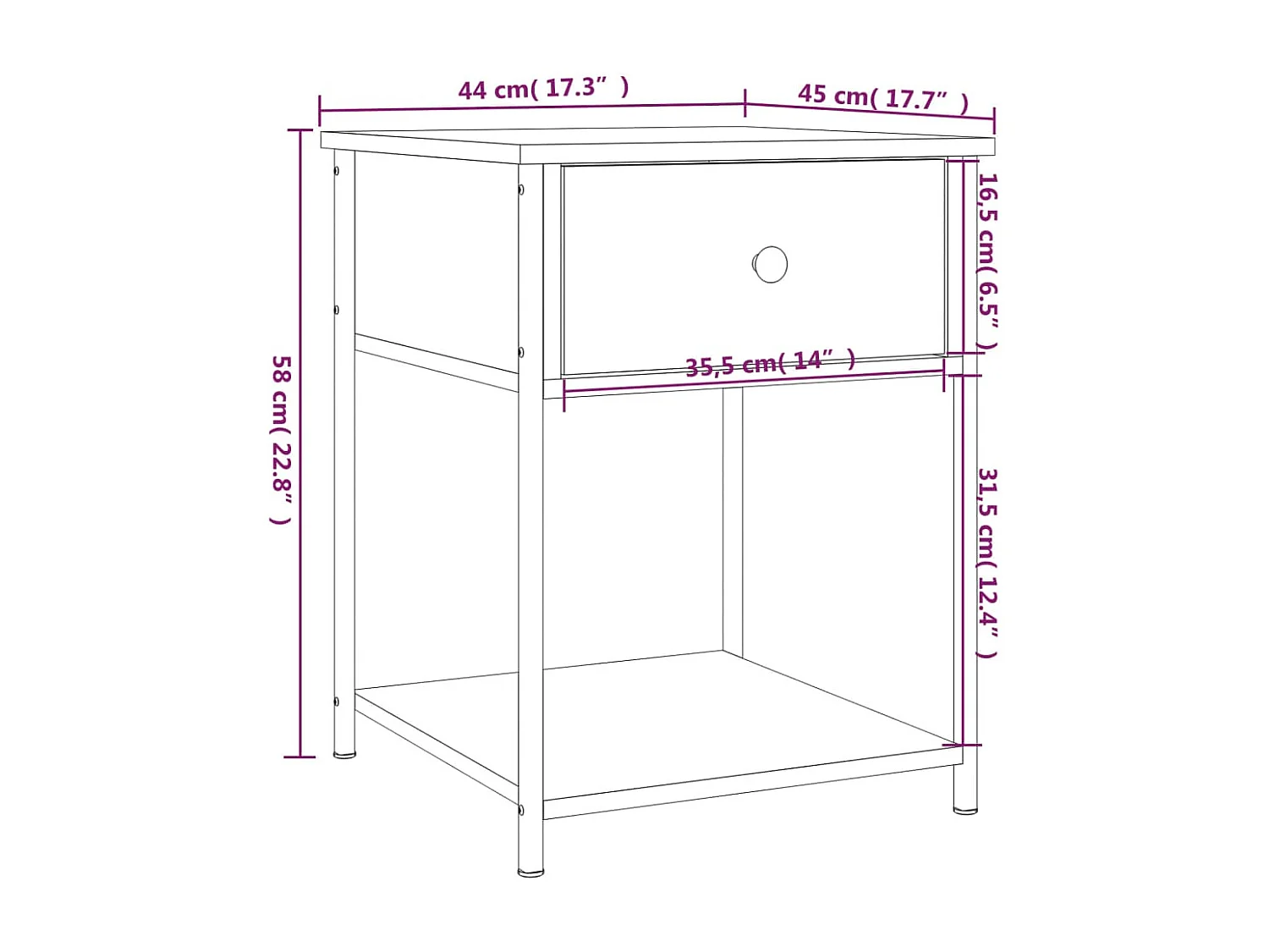 Nachttische 2 Stk. Braun Eichen-Optik 44x45x58 cm Holzwerkstoff