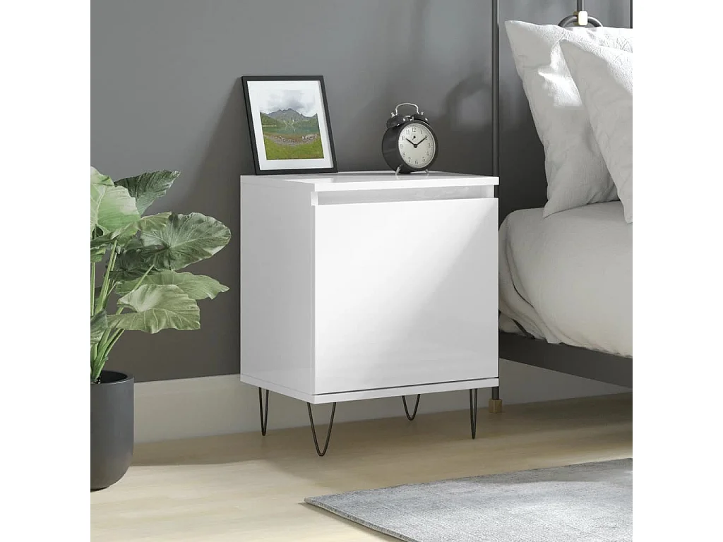 Nachttisch Hochglanz-Weiß 40x30x50 cm Holzwerkstoff