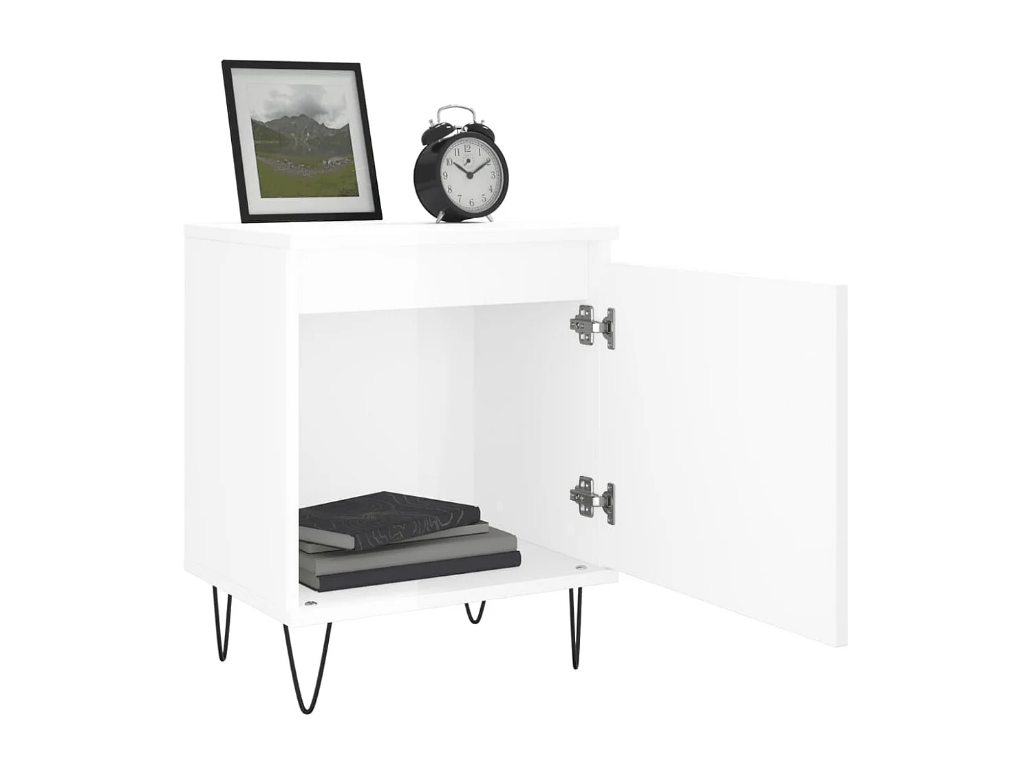 Nachttisch Hochglanz-Weiß 40x30x50 cm Holzwerkstoff