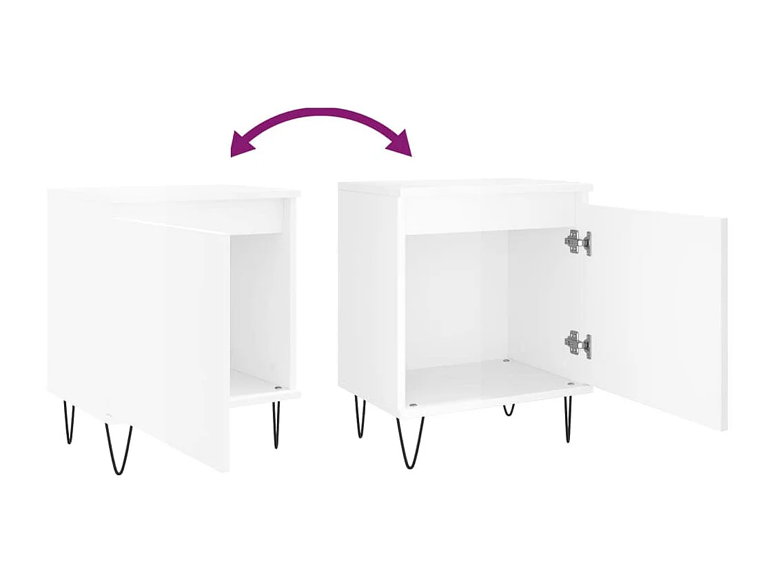 Nachttisch Hochglanz-Weiß 40x30x50 cm Holzwerkstoff
