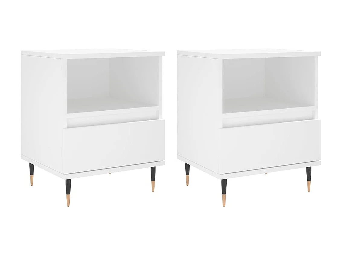 Tables de chevet 2 pcs blanc 40x35x50 cm bois d’ingénierie