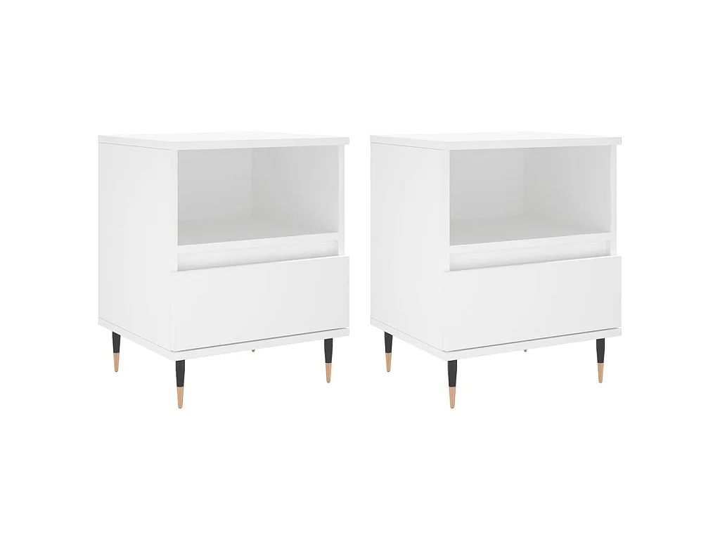 Tables de chevet 2 pcs blanc 40x35x50 cm bois d’ingénierie