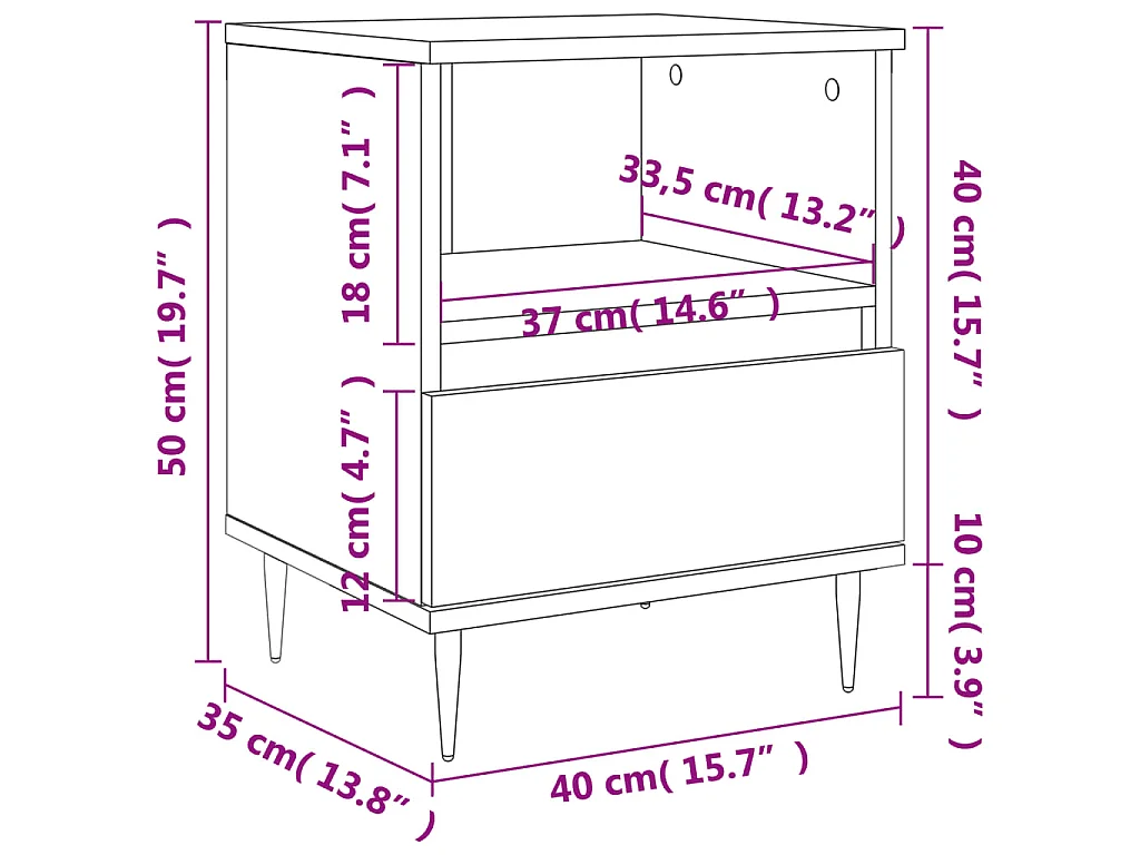 Tables de chevet 2 pcs blanc 40x35x50 cm bois d’ingénierie