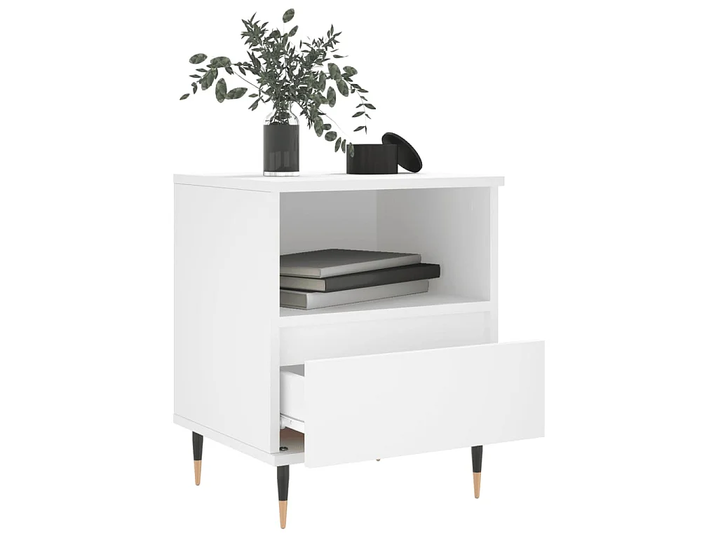 Tables de chevet 2 pcs blanc 40x35x50 cm bois d’ingénierie
