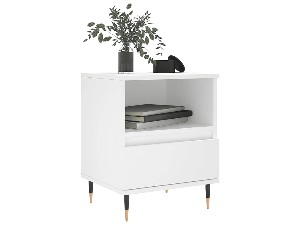 Tables de chevet 2 pcs blanc 40x35x50 cm bois d’ingénierie