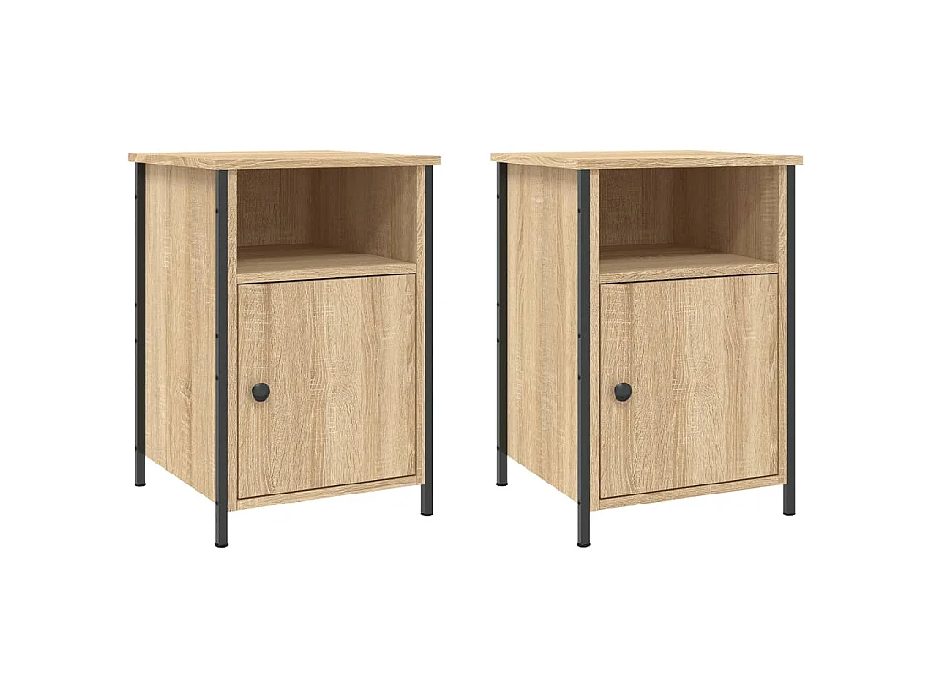 Nachtkastjes 2 st 40x42x60 cm bewerkt hout sonoma eikenkleurig
