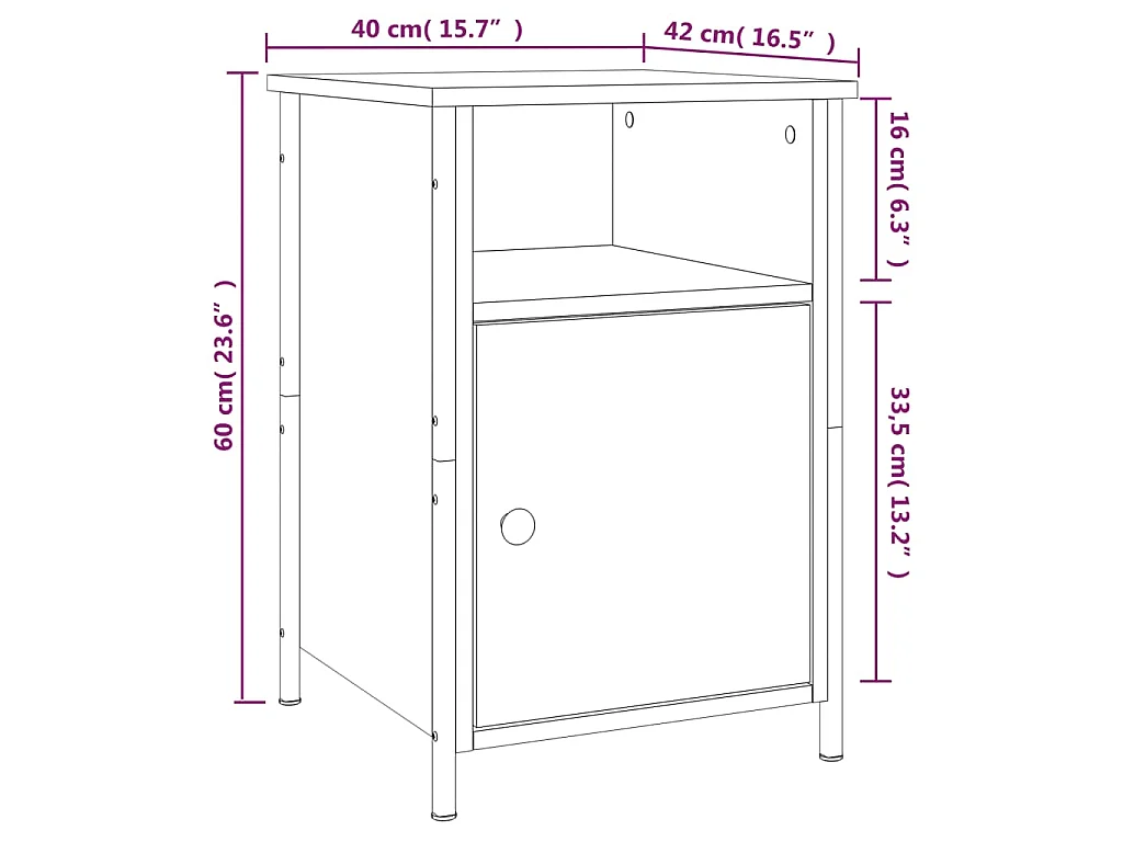 Nachtkastjes 2 st 40x42x60 cm bewerkt hout sonoma eikenkleurig