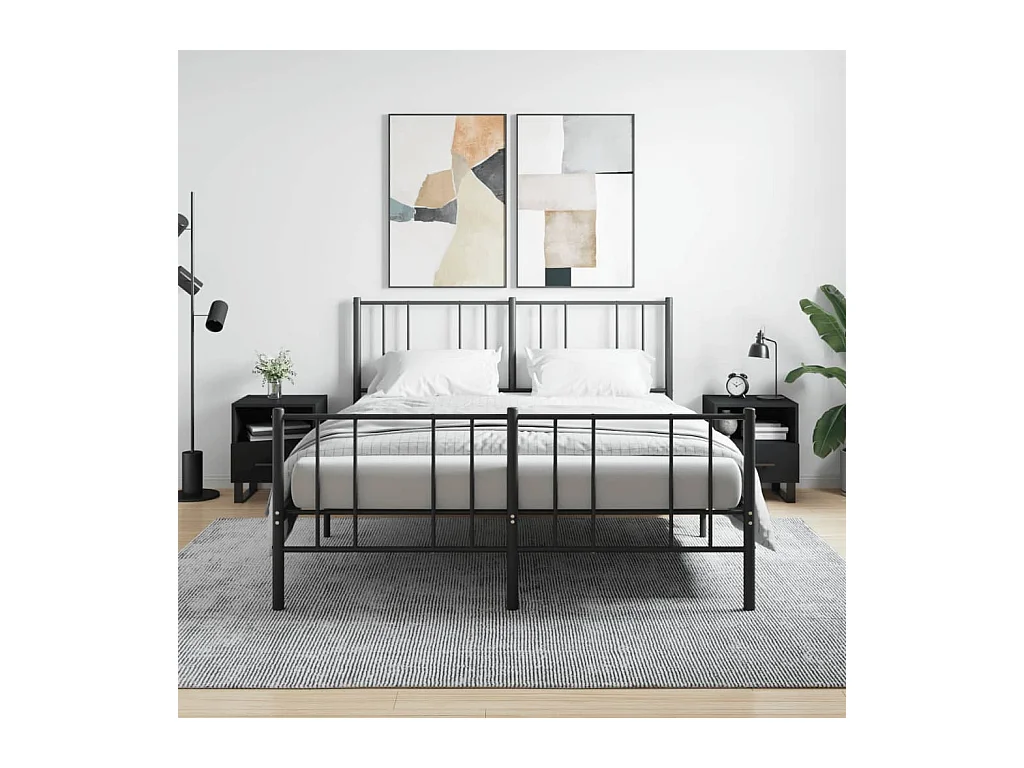 Comodini 2 pz Neri 40x35x47,5 cm in Legno Multistrato