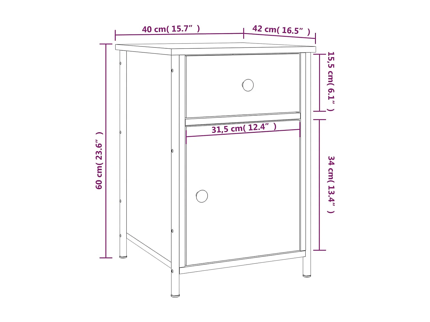 Mesas cabeceira 2 pcs 40x42x60cm deriv. madeira carvalho sonoma