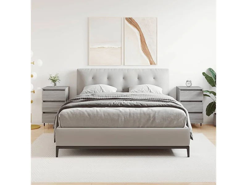 Comodini 2pz Grigio Sonoma 40x35x69 cm in Legno Multistrato
