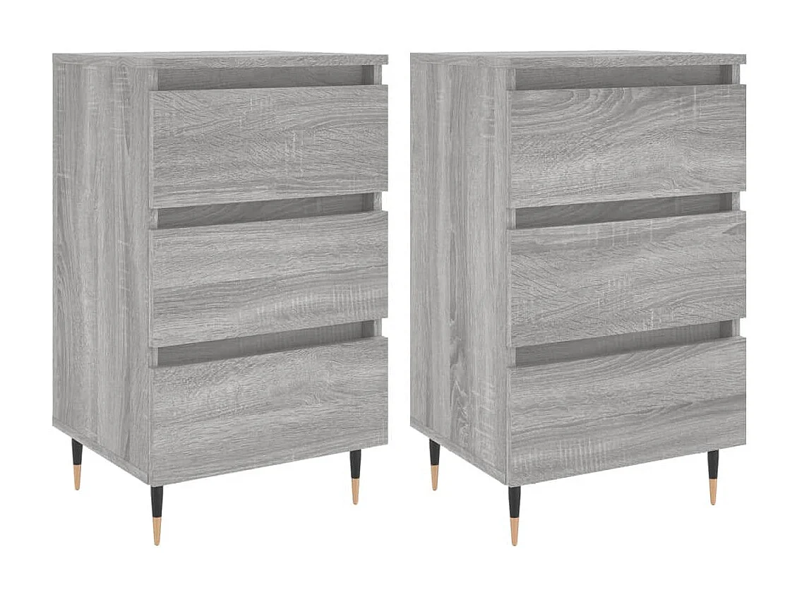 Nachtkastjes 2 st 40x35x69 cm bewerkt hout grijs sonoma eiken