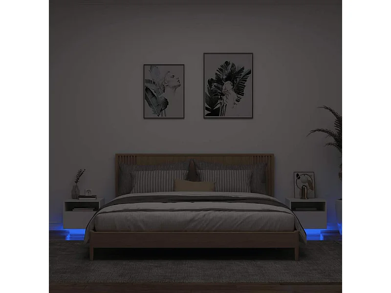 Nachtkastjes met LED-verlichting 2 st 40x39x37 cm wit