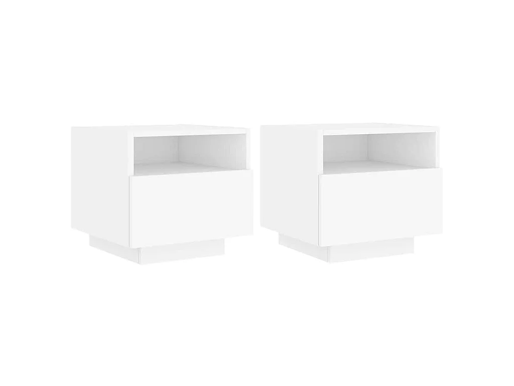 Mesas de cabeceira com luzes LED 2 pcs 40x39x37 cm branco