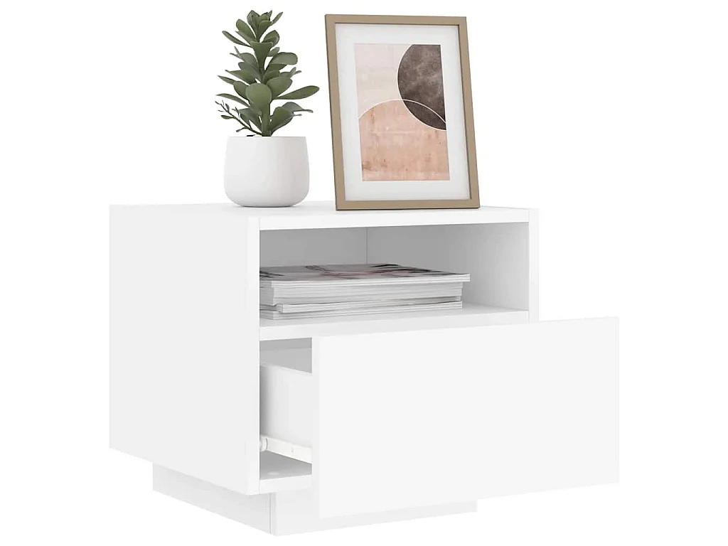 Mesas de cabeceira com luzes LED 2 pcs 40x39x37 cm branco