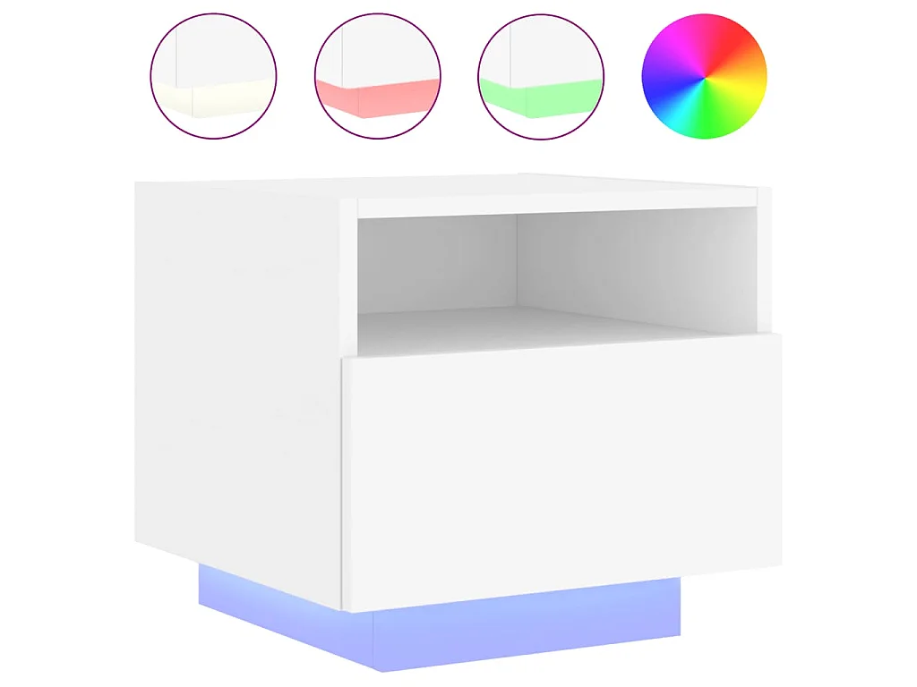 Mesas de cabeceira com luzes LED 2 pcs 40x39x37 cm branco