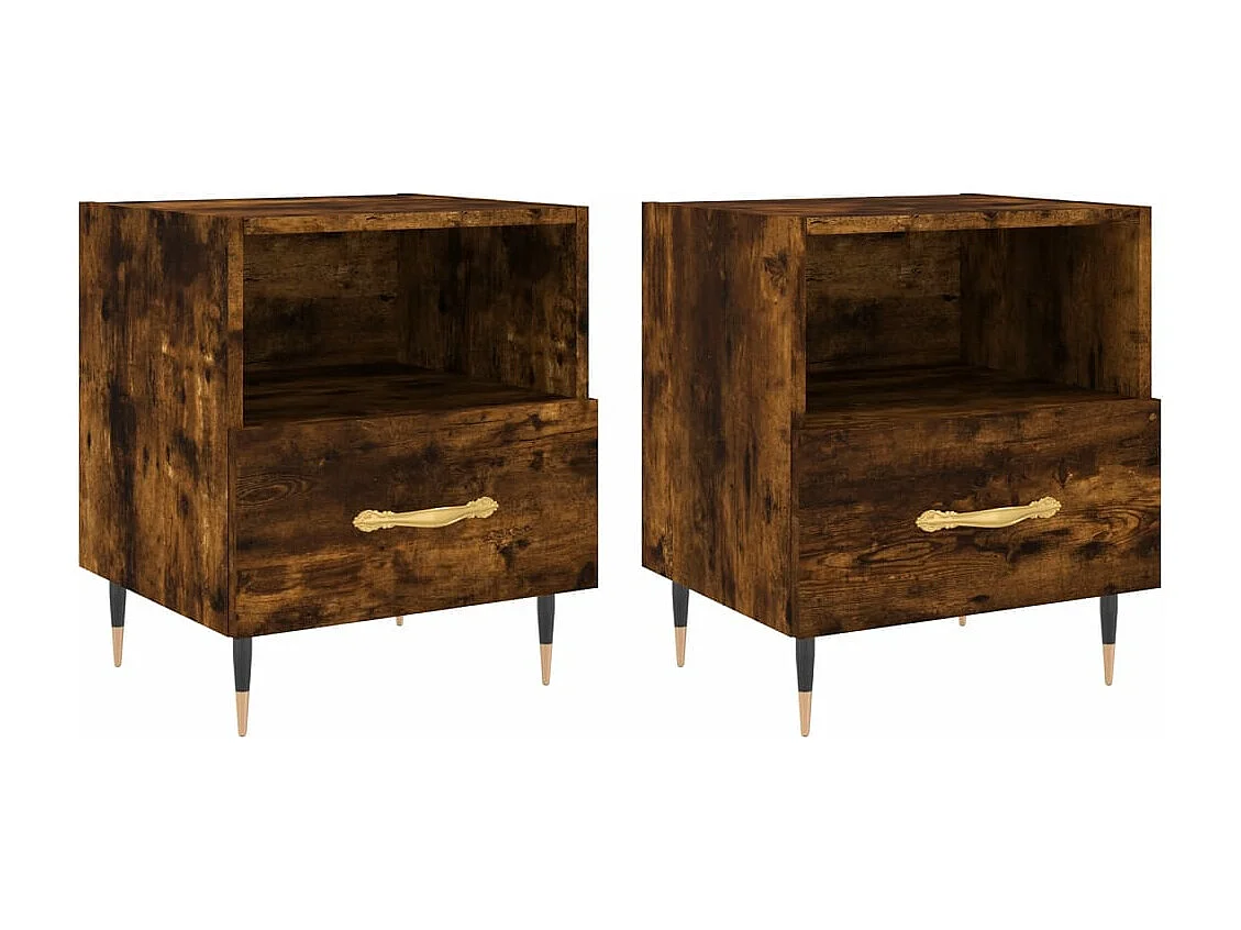 Tables de chevet 2pcs chêne fumé 40x35x47,5cm bois d’ingénierie