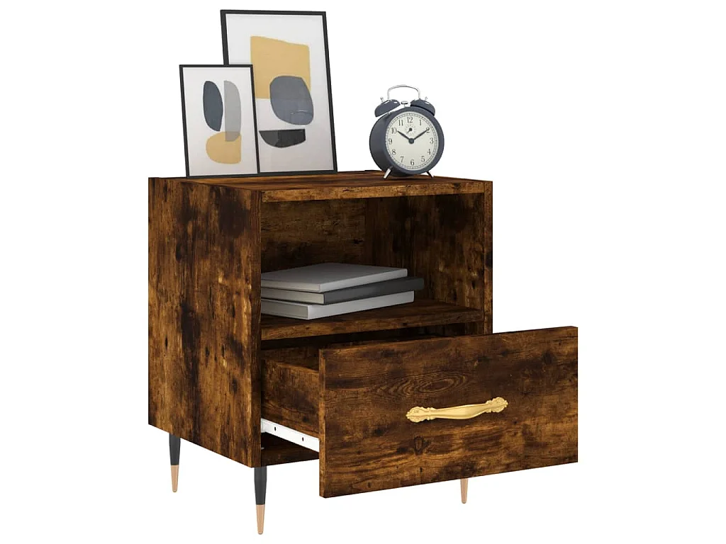 Comodini 2 pz Rovere Fumo 40x35x47,5 cm in Legno Multistrato